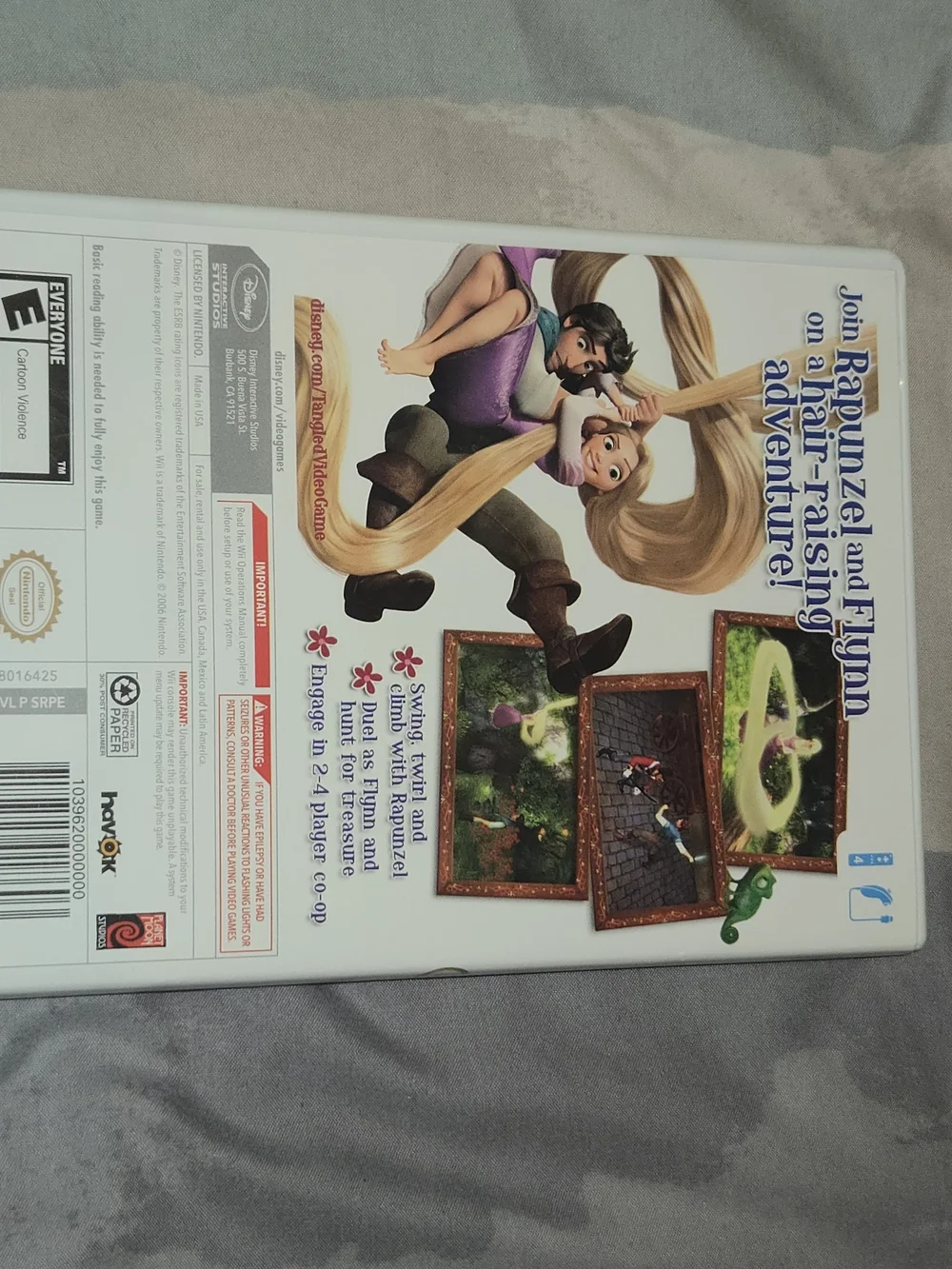 Disney Tangled Video Game - White Case, Purple Cover Art